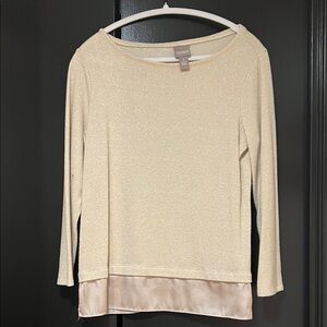 Chico's Shimmering Beige Long Sleeve Top